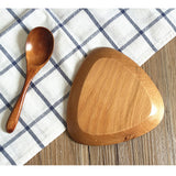 Maxbell Beech Wooden Serving Plate Tray for Home Cafe Bar Restaurant Use Salt Sugar Sauce Cake Dish Pastry Holder Serving Triangle Tray