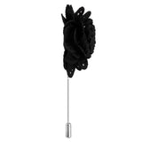 Maxbell Men Fashionable Handcrafted Peony Flower Tie Lapel Brooch Pin Black