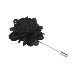 Maxbell Men Fashionable Handcrafted Peony Flower Tie Lapel Brooch Pin Black