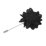 Maxbell Men Fashionable Handcrafted Peony Flower Tie Lapel Brooch Pin Black