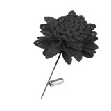 Maxbell Men Fashionable Handcrafted Peony Flower Tie Lapel Brooch Pin Black