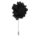 Maxbell Men Fashionable Handcrafted Peony Flower Tie Lapel Brooch Pin Black