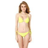 Maxbell Fashionable Low Rise Full Lined Highly Elastic Polyamide Fabric Bikini Swimwear Swimsuit Greenish Yellow S