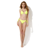 Maxbell Fashionable Low Rise Full Lined Highly Elastic Polyamide Fabric Bikini Swimwear Swimsuit Greenish Yellow S