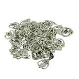 Maxbell 50 Pcs Tibetan Silver Filigree Rose Flower Leaf Love Heart Charms DIY Making