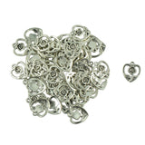 Maxbell 50 Pcs Tibetan Silver Filigree Rose Flower Leaf Love Heart Charms DIY Making