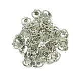 Maxbell 50 Pcs Tibetan Silver Filigree Rose Flower Leaf Love Heart Charms DIY Making