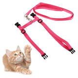 Maxbell Set Of Nylon Breathable Comfortable Cat Large Adjustable I-Shaped Harness With Leash Pink