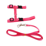 Maxbell Set Of Nylon Breathable Comfortable Cat Large Adjustable I-Shaped Harness With Leash Pink