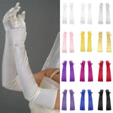 Maxbell Women Ladies Fashionable Opera Evening Wedding Bridal Prom Party Long Satin Gloves 1 Pair Yellow