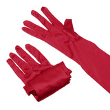 Maxbell Women Ladies Fashionable Opera Evening Wedding Bridal Prom Party Long Satin Gloves 1 Pair Red