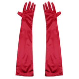 Maxbell Women Ladies Fashionable Opera Evening Wedding Bridal Prom Party Long Satin Gloves 1 Pair Red