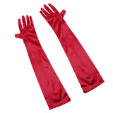 Maxbell Women Ladies Fashionable Opera Evening Wedding Bridal Prom Party Long Satin Gloves 1 Pair Red