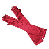 Maxbell Women Ladies Fashionable Opera Evening Wedding Bridal Prom Party Long Satin Gloves 1 Pair Red