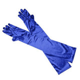 Maxbell Women Ladies Fashionable Opera Evening Wedding Bridal Prom Party Long Satin Gloves 1 Pair Blue