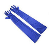 Maxbell Women Ladies Fashionable Opera Evening Wedding Bridal Prom Party Long Satin Gloves 1 Pair Blue