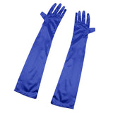 Maxbell Women Ladies Fashionable Opera Evening Wedding Bridal Prom Party Long Satin Gloves 1 Pair Blue