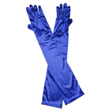 Maxbell Women Ladies Fashionable Opera Evening Wedding Bridal Prom Party Long Satin Gloves 1 Pair Blue