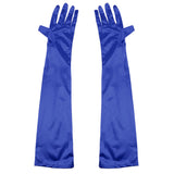 Maxbell Women Ladies Fashionable Opera Evening Wedding Bridal Prom Party Long Satin Gloves 1 Pair Blue