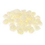 Maxbell Pack of 100PCS PE Plastic Rose Head Artificial Flower Home Bridal Bouquet Wedding Party Garden Floral Decor -Milky White