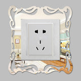Maxbell Flower Vine Pattern Mirror Surface Wall Art Switch Decals Mural Interior Decor PACK OF 4PCS Silver 5.9 x 5.9inch