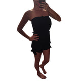 Maxbell Women Girls Summer Fashionable Beachwear Strapless V Neck Playsuit Bodycon Party Jumpsuit Trousers Black Size XL