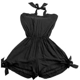 Maxbell Women Girls Summer Fashionable Beachwear Strapless V Neck Playsuit Bodycon Party Jumpsuit Trousers Black Size XL