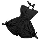 Maxbell Women Girls Summer Fashionable Beachwear Strapless V Neck Playsuit Bodycon Party Jumpsuit Trousers Black Size XL