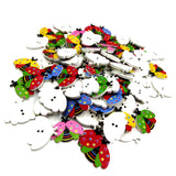 Maxbell 100 Pieces Ladybird Wooden Button Cartoon Animal Buttons DIY Craft Supplies 24mm