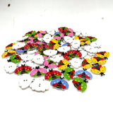 Maxbell 100 Pieces Ladybird Wooden Button Cartoon Animal Buttons DIY Craft Supplies 24mm