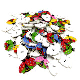 Maxbell 100 Pieces Ladybird Wooden Button Cartoon Animal Buttons DIY Craft Supplies 24mm