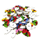 Maxbell 100 Pieces Ladybird Wooden Button Cartoon Animal Buttons DIY Craft Supplies 24mm