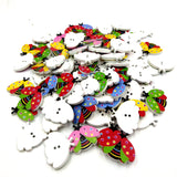 Maxbell 100 Pieces Ladybird Wooden Button Cartoon Animal Buttons DIY Craft Supplies 24mm