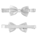 Maxbell 3pcs Men's Satin Bow Tie Cummerbund Hanky Handkerchief White