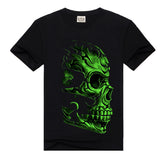 Maxbell 3D Skull Shoulder Sleeves Crew Neck Glow In The Dark T-Shirt Tees XXXL  Black