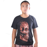 Maxbell 3D Skull Shoulder Sleeves Crew Neck Glow In The Dark T-Shirt Tees XXXL  Black