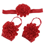 Maxbell 1 Set of 3PCS Baby Infant Headband Foot Flower Elastic Hair Band Accessories Photography Props Head Decor Accessory Red