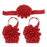 Maxbell 1 Set of 3PCS Baby Infant Headband Foot Flower Elastic Hair Band Accessories Photography Props Head Decor Accessory Red