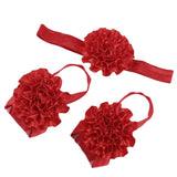 Maxbell 1 Set of 3PCS Baby Infant Headband Foot Flower Elastic Hair Band Accessories Photography Props Head Decor Accessory Red