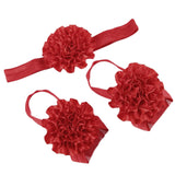 Maxbell 1 Set of 3PCS Baby Infant Headband Foot Flower Elastic Hair Band Accessories Photography Props Head Decor Accessory Red