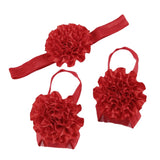 Maxbell 1 Set of 3PCS Baby Infant Headband Foot Flower Elastic Hair Band Accessories Photography Props Head Decor Accessory Red