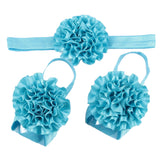 Maxbell 1 Set of 3PCS Baby Infant Headband Foot Flower Elastic Hair Band Accessories Photography Props Head Decor Accessory Blue