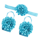 Maxbell 1 Set of 3PCS Baby Infant Headband Foot Flower Elastic Hair Band Accessories Photography Props Head Decor Accessory Blue