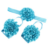 Maxbell 1 Set of 3PCS Baby Infant Headband Foot Flower Elastic Hair Band Accessories Photography Props Head Decor Accessory Blue