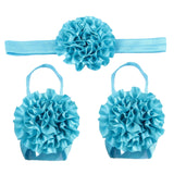 Maxbell 1 Set of 3PCS Baby Infant Headband Foot Flower Elastic Hair Band Accessories Photography Props Head Decor Accessory Blue