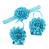 Maxbell 1 Set of 3PCS Baby Infant Headband Foot Flower Elastic Hair Band Accessories Photography Props Head Decor Accessory Blue