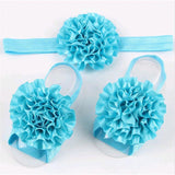 Maxbell 1 Set of 3PCS Baby Infant Headband Foot Flower Elastic Hair Band Accessories Photography Props Head Decor Accessory Blue