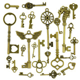 Maxbell 50 Pieces Mixed Pattern Key Pendants DIY Charms Jewelry DIY Making Findings Crafts