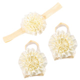 Maxbell 1 Set of 3PCS Baby Infant Headband Foot Flower Elastic Hair Band Accessories Photography Props Head Decor Accessory Beige