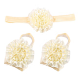 Maxbell 1 Set of 3PCS Baby Infant Headband Foot Flower Elastic Hair Band Accessories Photography Props Head Decor Accessory Beige